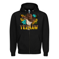 Black yeehaw bull skull Zipper Hoodie - NancyCooperArtShop