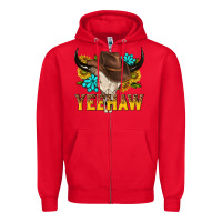 Red yeehaw bull skull Zipper Hoodie - NancyCooperArtShop