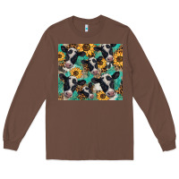 Chestnut western leopard sunflower black and white  cow Long Sleeve Tee - BarkalooDesign