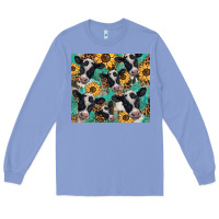 Colony Blue western leopard sunflower black and white  cow Long Sleeve Tee - BarkalooDesign