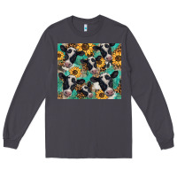 Smoke western leopard sunflower black and white  cow Long Sleeve Tee - BarkalooDesign