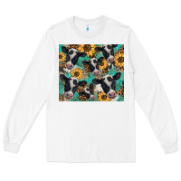 White western leopard sunflower black and white  cow Long Sleeve Tee - BarkalooDesign