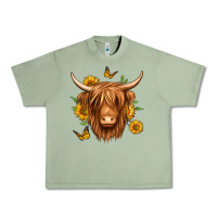 Oil Green sunflowers long haired cow Urban Heavy Tee - Jasminsmagicworld