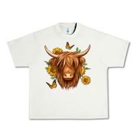 Sunflowers Long Haired Cow Urban Heavy Tee | Teevron
