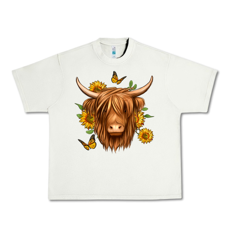 Sunflowers Long Haired Cow Urban Heavy Tee by Jasminsmagicworld | Teevron
