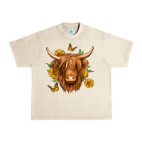 Sandshell sunflowers long haired cow Urban Heavy Tee - Jasminsmagicworld