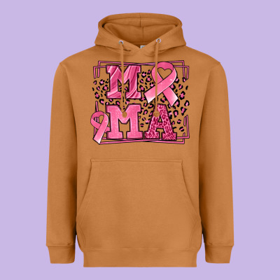 Breast Cancer Awareness Mama Ribbon Heavyweight Hoodie Designed By Lillyallendesigns