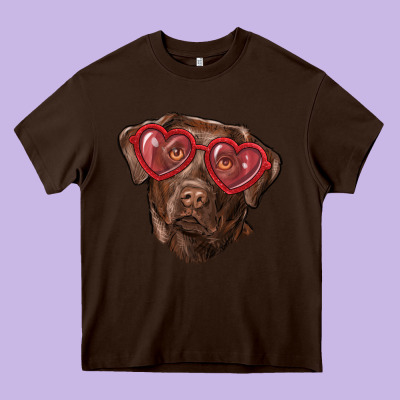Heavy Core Tee labrador retriever with love glass