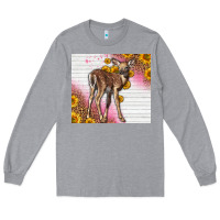Heather Grey Western Cute Baby Deer Fawn Long Sleeve Tee - LillyAllenDesigns