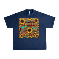 Navy sunflower and leopard seamless pattern Urban Heavy Tee - BundleAndBundleShop