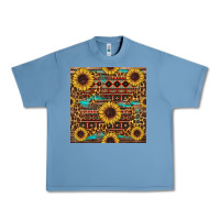 Pebble Blue sunflower and leopard seamless pattern Urban Heavy Tee - BundleAndBundleShop