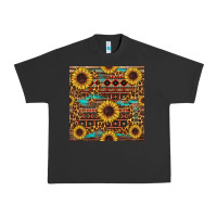 Pigment Black sunflower and leopard seamless pattern Urban Heavy Tee - BundleAndBundleShop