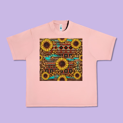 Sunflower And Leopard Seamless Pattern Urban Heavy Tee Designed By Bundleandbundleshop