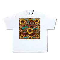 White sunflower and leopard seamless pattern Urban Heavy Tee - BundleAndBundleShop