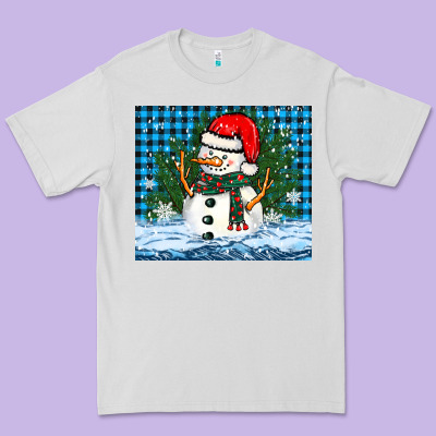 Snowy Christmas Snowman Premium Tee Designed By Barkaloodesign