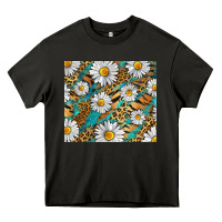 Asphalt Leopard And Tiger Daisy Heavy Core Tee - RanaPortraitStore