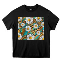 Black Leopard And Tiger Daisy Heavy Core Tee - RanaPortraitStore