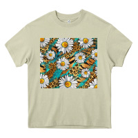Mossy Leopard And Tiger Daisy Heavy Core Tee - RanaPortraitStore