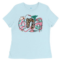 Baby Blue floral cna certified nursing assistant Ladies Tee - RanaPortraitStore