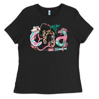 Black floral cna certified nursing assistant Ladies Tee - RanaPortraitStore