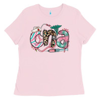 Bubblegum Pink floral cna certified nursing assistant Ladies Tee - RanaPortraitStore