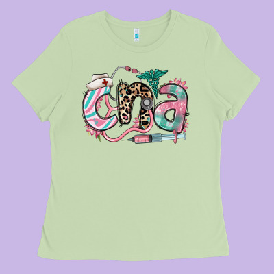 Ladies Tee floral cna certified nursing assistant