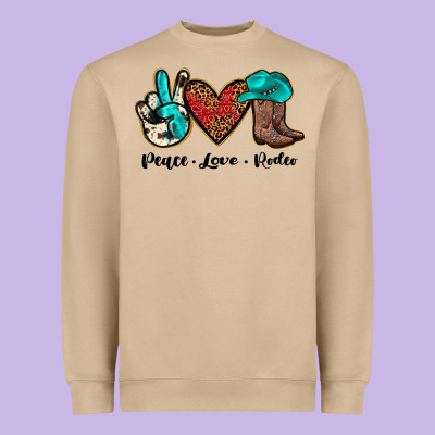 Peace Love Rodeo Heavyweight Sweatshirt Designed By Jahusdesignshop