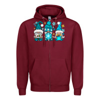 Burgundy winter gnomies Zipper Hoodie - NancyCooperArtShop
