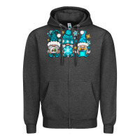 Charcoal Heather winter gnomies Zipper Hoodie - NancyCooperArtShop