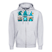 Heather Grey winter gnomies Zipper Hoodie - NancyCooperArtShop