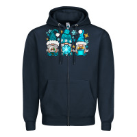 Navy winter gnomies Zipper Hoodie - NancyCooperArtShop