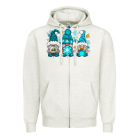 Oatmeal Heather winter gnomies Zipper Hoodie - NancyCooperArtShop