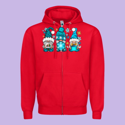 Winter Gnomies Zipper Hoodie Designed By Nancycooperartshop