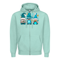 Seafoam winter gnomies Zipper Hoodie - NancyCooperArtShop