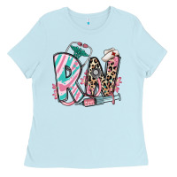 Baby Blue floral rn registered nurse Ladies Tee - RanaPortraitStore