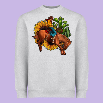 Rodeo Cowboy Sunflower Cactus Heavyweight Sweatshirt Designed By Jahusdesignshop
