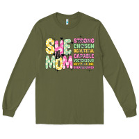Army Green she is mom Long Sleeve Tee - JahusDesignShop