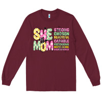 Burgundy she is mom Long Sleeve Tee - JahusDesignShop