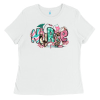 White floral nurse Ladies Tee - RanaPortraitStore