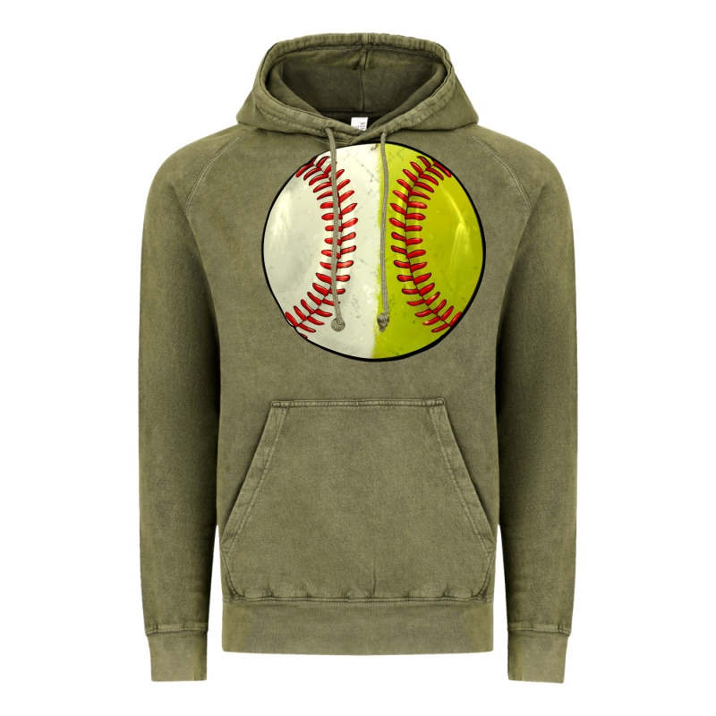 Half Baseball Softball Vintage Hoodie by JahusDesignShop | Teevron