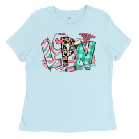 Baby Blue floral lpn licensed practical nurse Ladies Tee - RanaPortraitStore