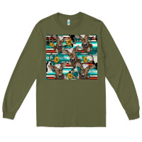 Army Green western horseshoe sunflower brown cow Long Sleeve Tee - BarkalooDesign