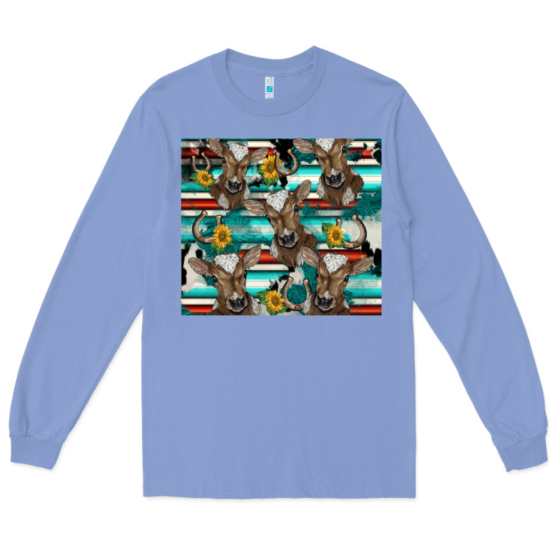 Western Horseshoe Sunflower Brown Cow Long Sleeve Tee by BarkalooDesign | Teevron