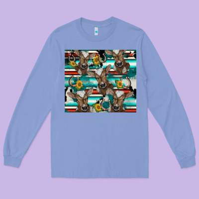 Western Horseshoe Sunflower Brown Cow Long Sleeve Tee Designed By Barkaloodesign