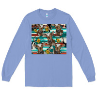 Colony Blue western horseshoe sunflower brown cow Long Sleeve Tee - BarkalooDesign