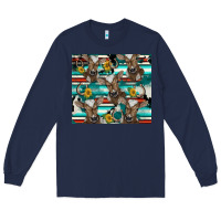 Navy western horseshoe sunflower brown cow Long Sleeve Tee - BarkalooDesign