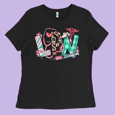Ladies Tee floral lpn licensed practical nurse