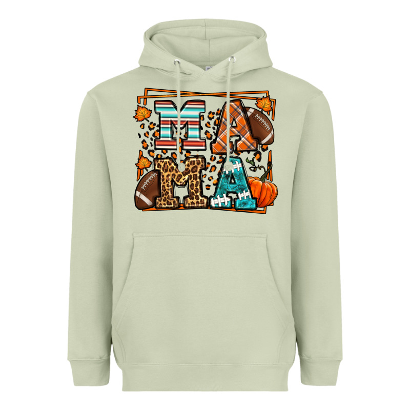 Fall American Football Autumn Mama Heavyweight Hoodie by LillyAllenDesigns | Teevron