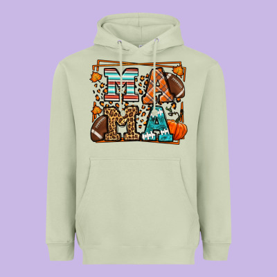 Fall American Football Autumn Mama Heavyweight Hoodie Designed By Lillyallendesigns