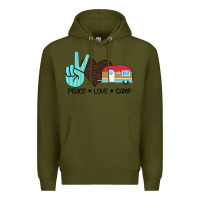 Army Green Peace Love Camp Premium Hoodie - Bettercallsaul
